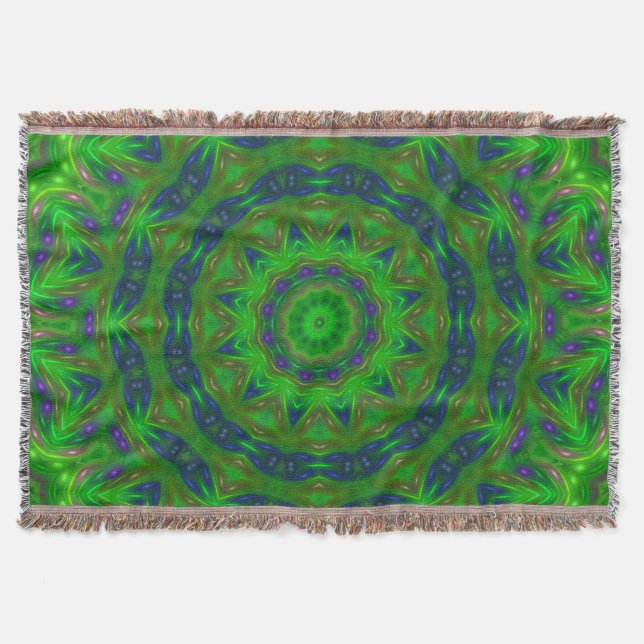 Manta Tejida Green Abstract Throw Blanket (Anverso)