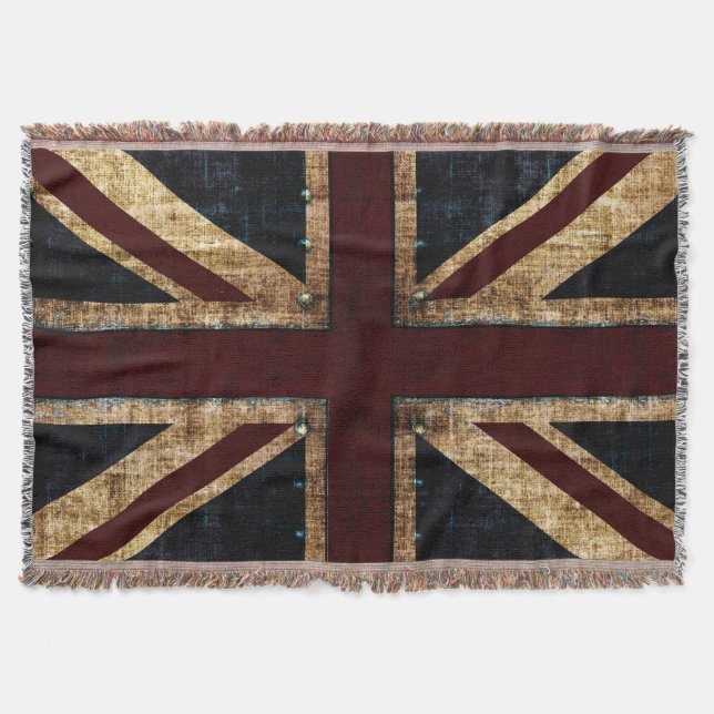 Manta Tejida Grunge Union Jack (Anverso)