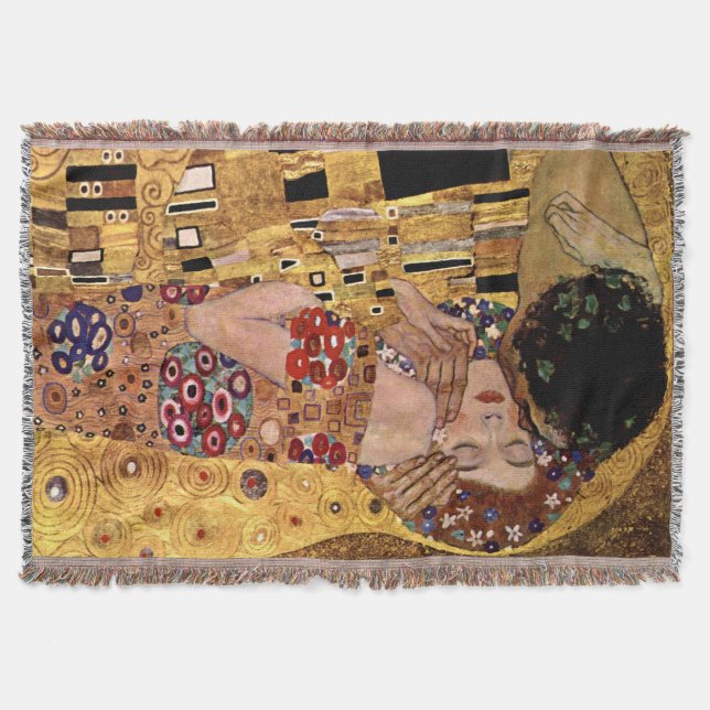 Manta Tejida Gustavo Klimt: El beso (detalle) (Anverso)