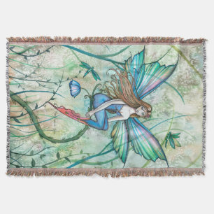 Manta Tejida Hada en las flores de las vides Arte de fantasía