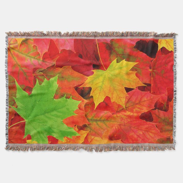 Manta Tejida Hojas de otoño (Anverso)