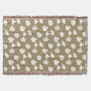 Manta Tejida Hojas de otoño - blanco y taupe