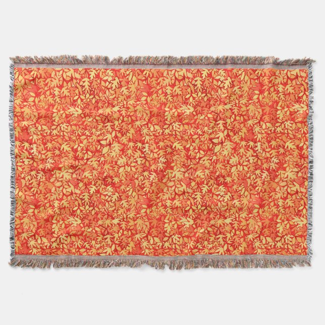 Manta Tejida Hojas otoñales, naranja y oro (Anverso)