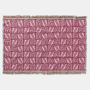 Manta Tejida Ikat Aztec Tribal - Borgoña y Rosa