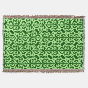Manta Tejida Ikat Morish Damask - verde pino y menta
