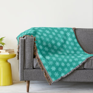 Manta Tejida Ikat Snowflakes - Turquesa y aqua