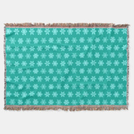 Manta Tejida Ikat Snowflakes - Turquesa y aqua