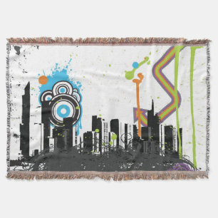 Manta Tejida Ilustracion de un paisaje urbano sucio