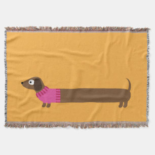 Manta Tejida Ilustracion largo lindo del Dachshund