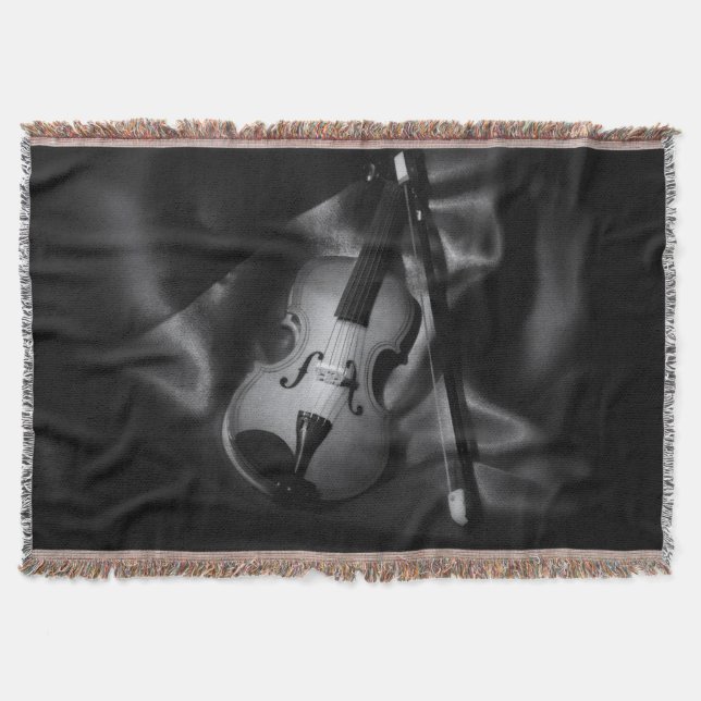Manta Tejida Imagen en blanco y negro de una viola (Anverso)