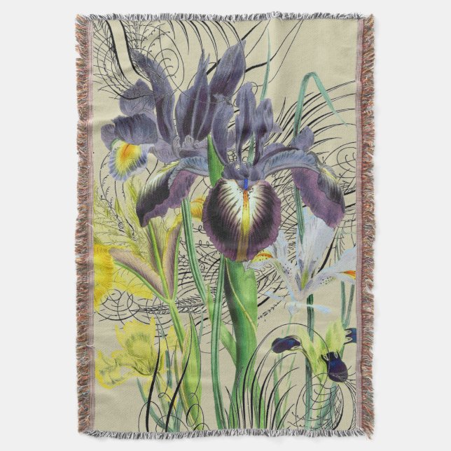 Manta Tejida Iris Fantasía Floral 2.0 Neutral (Frente vertical)