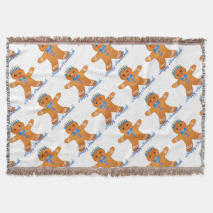 Manta Tejida Judaica Hanukkah Gingerbread Man Menorah