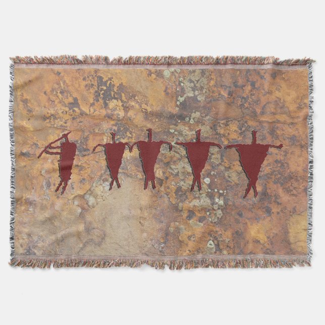 Manta Tejida Jugador de flauta y caravana (Anverso)