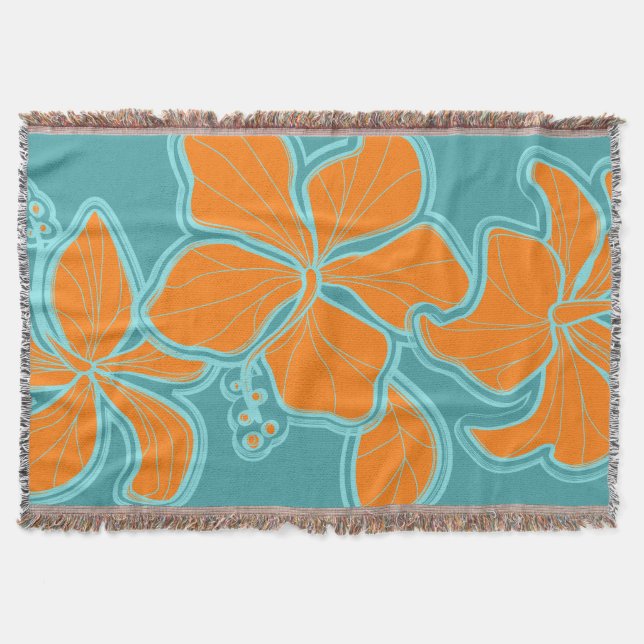 Manta Tejida Kailua Hibiscus Hawai Floral Throw Blanket (Anverso)