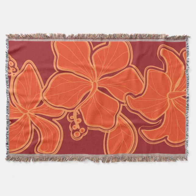 Manta Tejida Kailua Hibiscus Hawai Floral Throw Blanket (Anverso)
