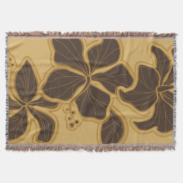 Manta Tejida Kailua Hibiscus Hawai Floral Throw Blanket (Anverso)