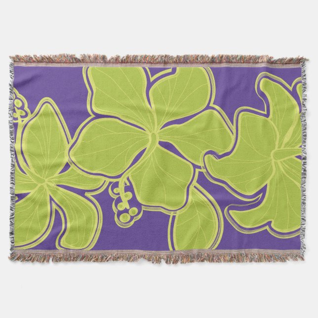 Manta Tejida Kailua Hibiscus Hawai Floral Throw Blanket (Anverso)