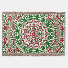 Manta Tejida Kaleidoscopio Navideño Festivo Divertido y Psicodé