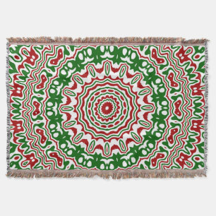 Manta Tejida Kaleidoscopio Navideño Festivo Divertido y Psicodé