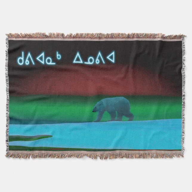 Manta Tejida Kuvianak Innovia - Oso Polar de Luces Polares (Anverso)