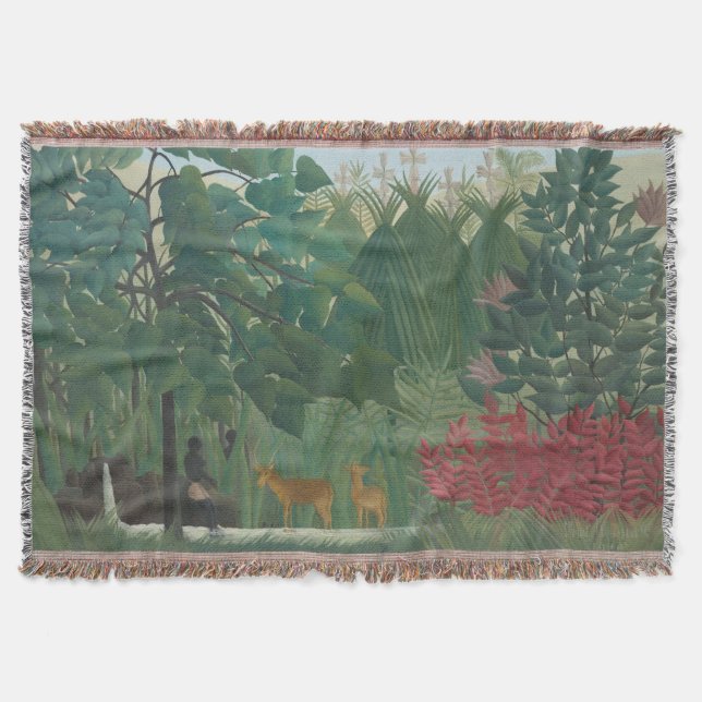 Manta Tejida La cascada de Henri Rousseau, Bella Artes de la ép (Anverso)