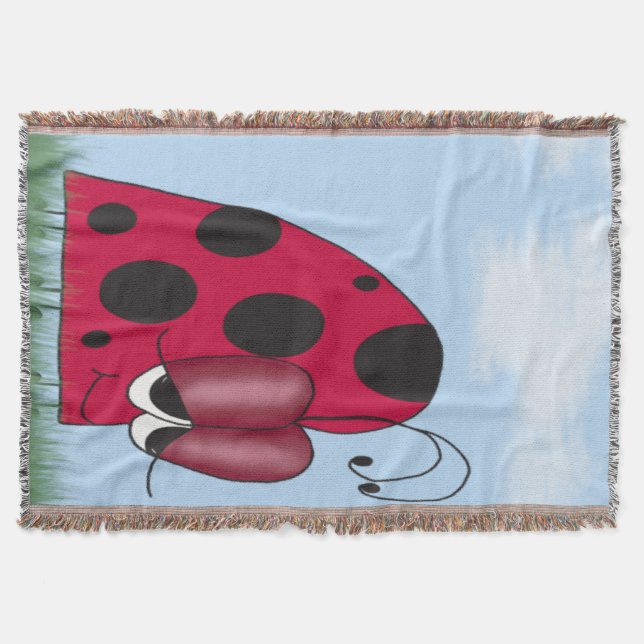 Manta Tejida Ladybug gracioso y eufórico (Anverso)