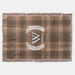 Manta Tejida Lágrimas blancos Monograma Brown Plaid