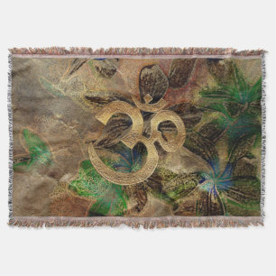 Manta Tejida Latón floral marrón verde combinado AUM del tiro
