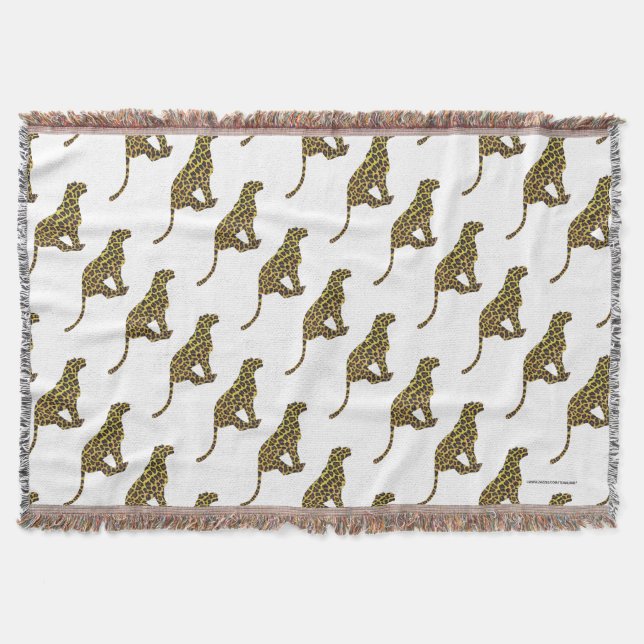 Manta Tejida Leopardo Brown y Siloette Amarilla (Anverso)