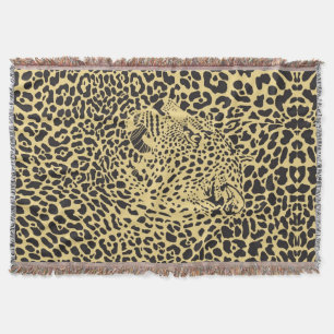 Manta Tejida Leopardo negro y beige camuflado en puntos