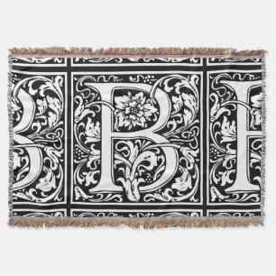 Manta Tejida Letra B Monograma medieval Art Nouveau