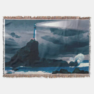 Manta Tejida Lighthouse blue blanket