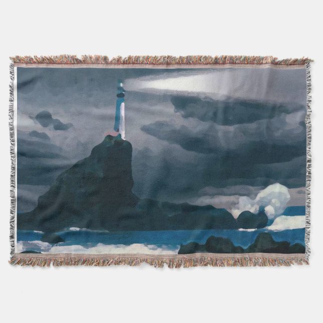 Manta Tejida Lighthouse blue blanket (Anverso)