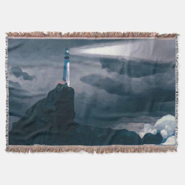 Manta Tejida Lighthouse blue blanket (Anverso)
