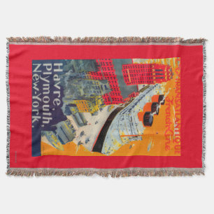 Manta Tejida Línea francesa poster del viaje, Havre a Plymouth