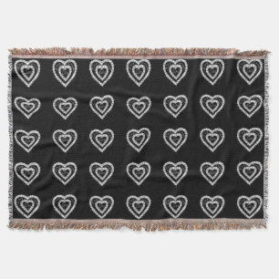 Manta Tejida Live Laugh Love Diamond Hearts Throw Blanket