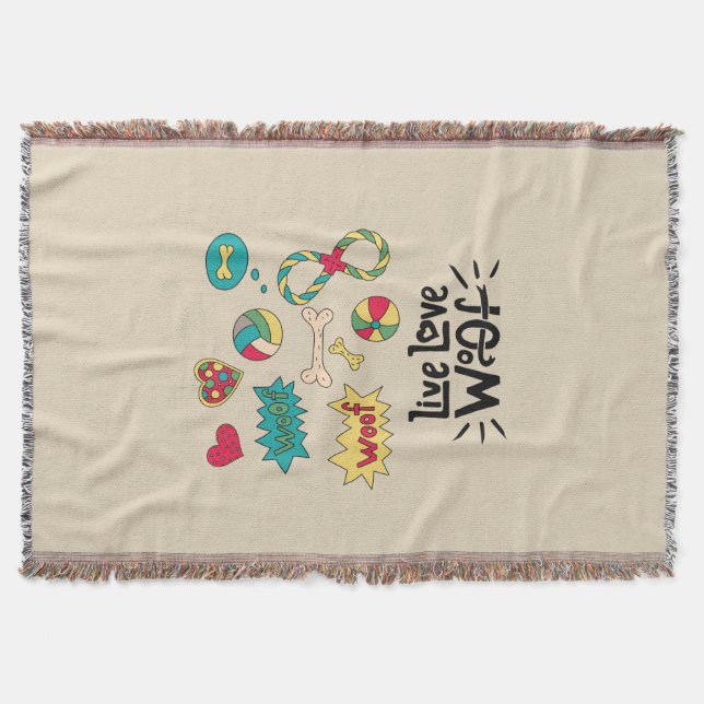 Manta Tejida Live Love Woof Whimsical Woven Blanket (Anverso)