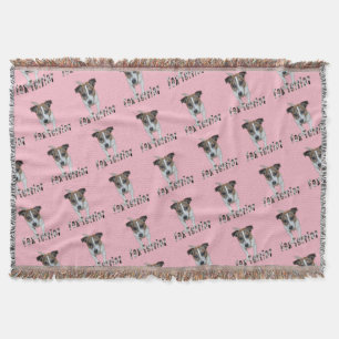 Manta Tejida Logo De Fox Terrier Y Fox Terrier, Rosa