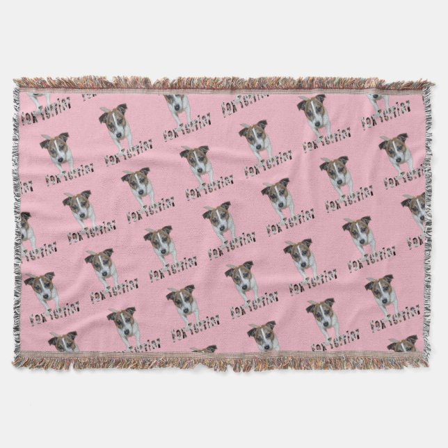 Manta Tejida Logo De Fox Terrier Y Fox Terrier, Rosa (Anverso)