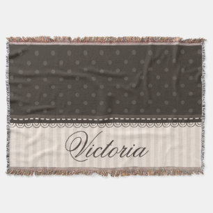 Manta Tejida Los lunares beige de marfil elegantes de Brown