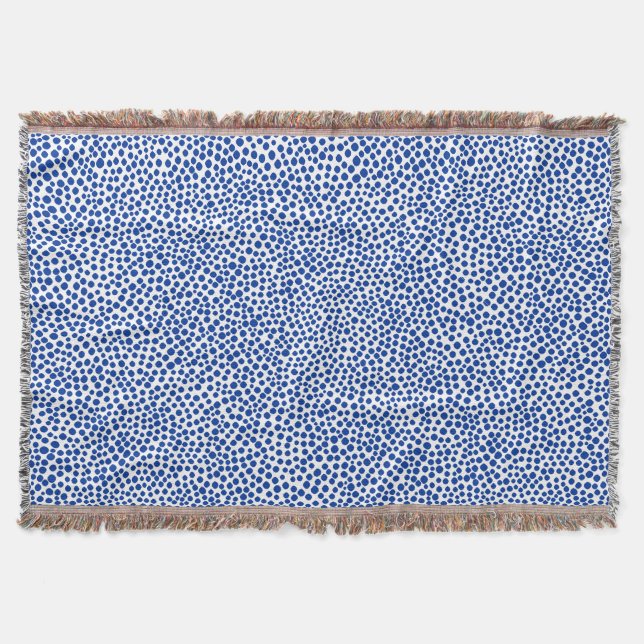 Manta Tejida Lugares al azar - Azul marino sobre blanco (Anverso)