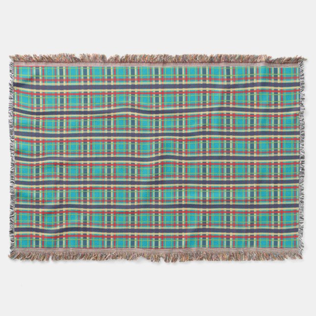 Manta Tejida Mad Acerca De Plaid ~ Camp Blanket Turquoise (Anverso)