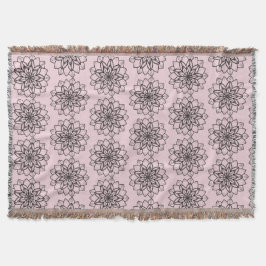 Manta Tejida Mandala Flower Line Art Throw Blanket