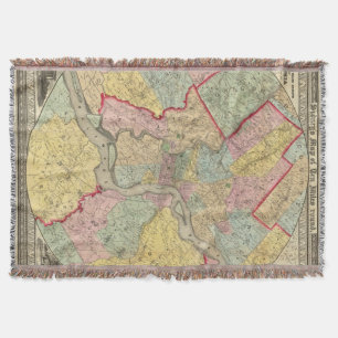 Manta Tejida Mapa alrededor de la ciudad de Philadelphia