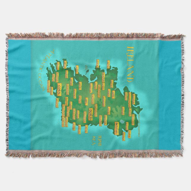 Manta Tejida Mapa de Irlanda (Anverso)