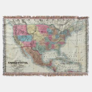 Manta Tejida Mapa de los Estados Unidos, Canadá, México