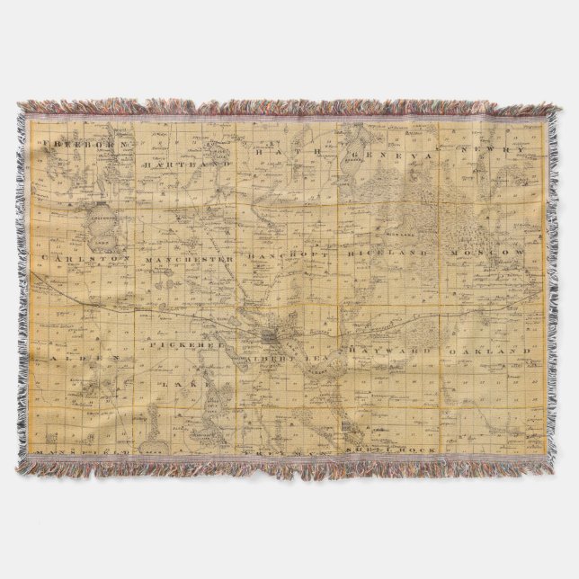 Manta Tejida Mapa del condado de Freeborn, Minnesota (Anverso)