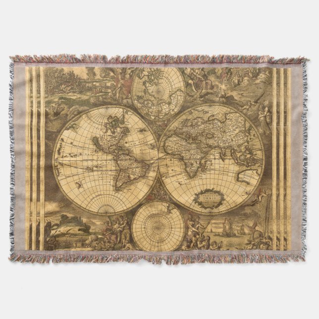 Manta Tejida Mapa del mundo antiguo (Anverso)