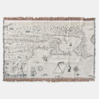 Manta Tejida mapa del mundo medieval Quebec Nueva Francia Améri