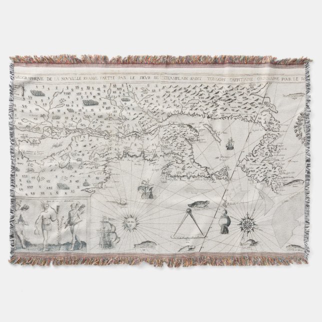 Manta Tejida mapa del mundo medieval Quebec Nueva Francia Améri (Anverso)